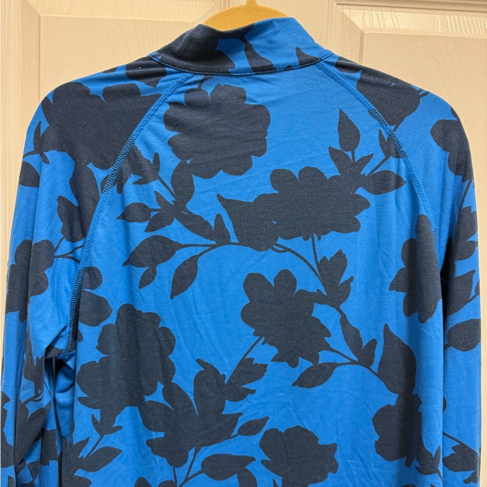G/FORE Blue Floral Raglan Quarter Zip - Picture 7 of 9